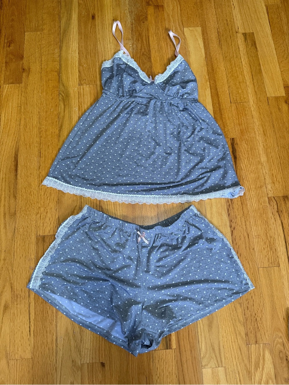 Marilyn Monroe Blue Polka Dot Lace-Trim Pajama Camisole & Shorts